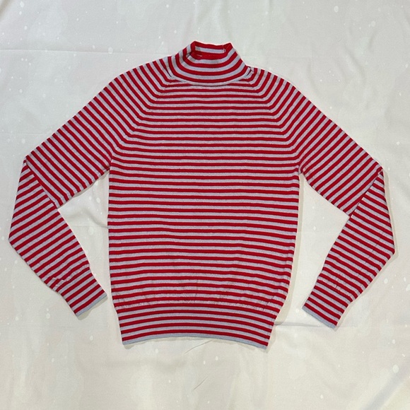 G/FORE Cashmere Turtleneck Sweater Red Blue Stripes Sz M Excellent Condition